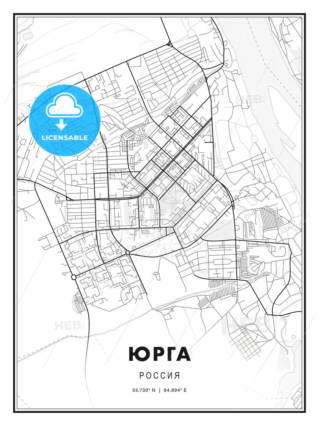 ЮРГА / Yurga, Russia, Modern Print Template in Various Formats - HEBSTREITS Sketches