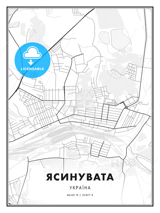 ЯСИНУВАТА / Yasynuvata, Ukraine, Modern Print Template in Various Formats - HEBSTREITS Sketches