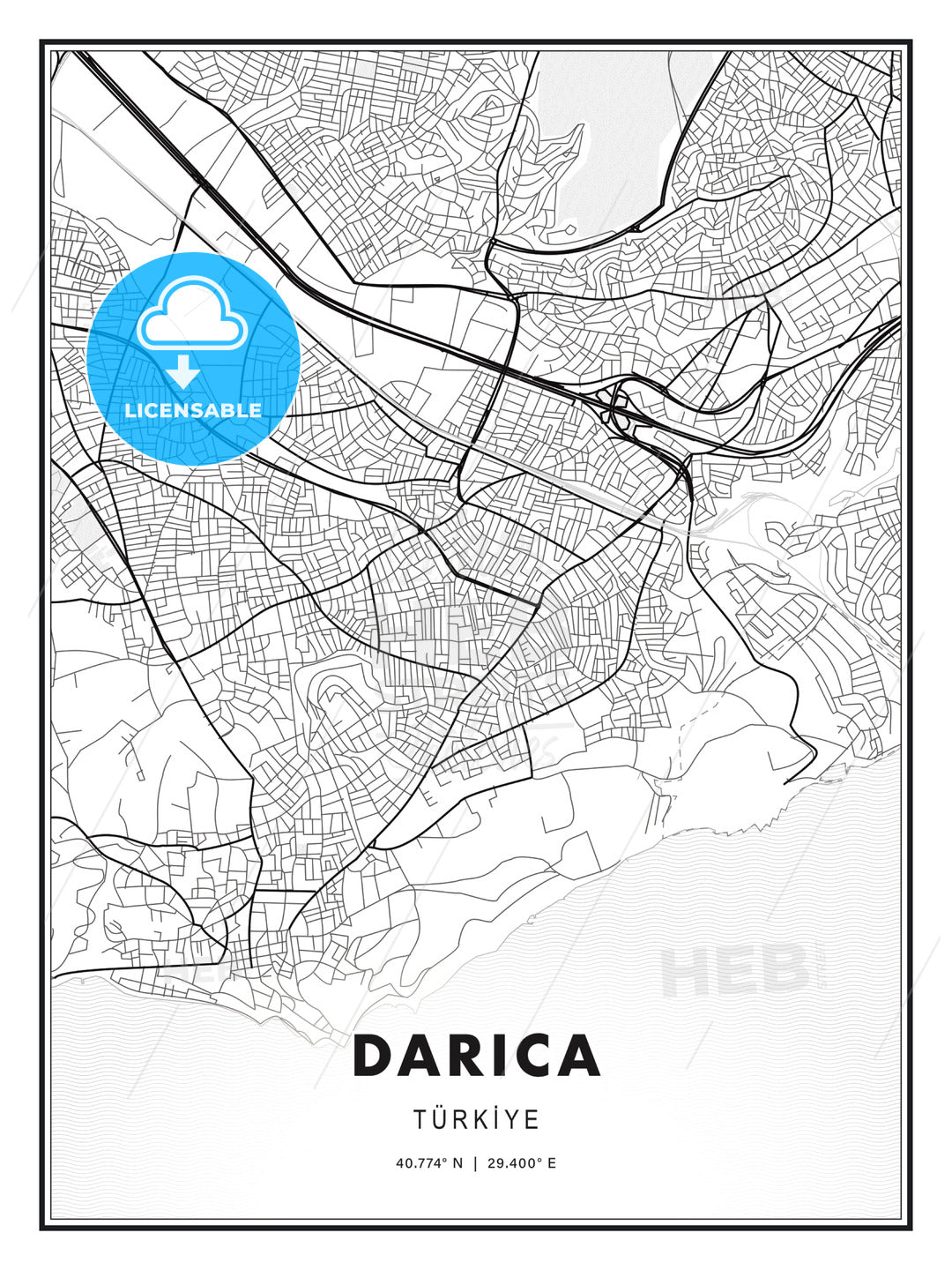 DARICA / Darıca, Turkey, Modern Print Template in Various Formats - HEBSTREITS Sketches