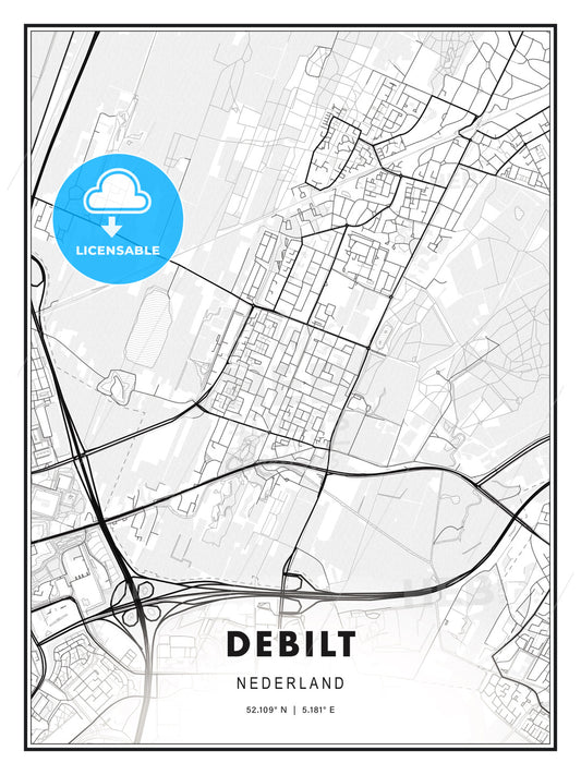 DEBILT / De Bilt, Netherlands, Modern Print Template in Various Formats - HEBSTREITS Sketches