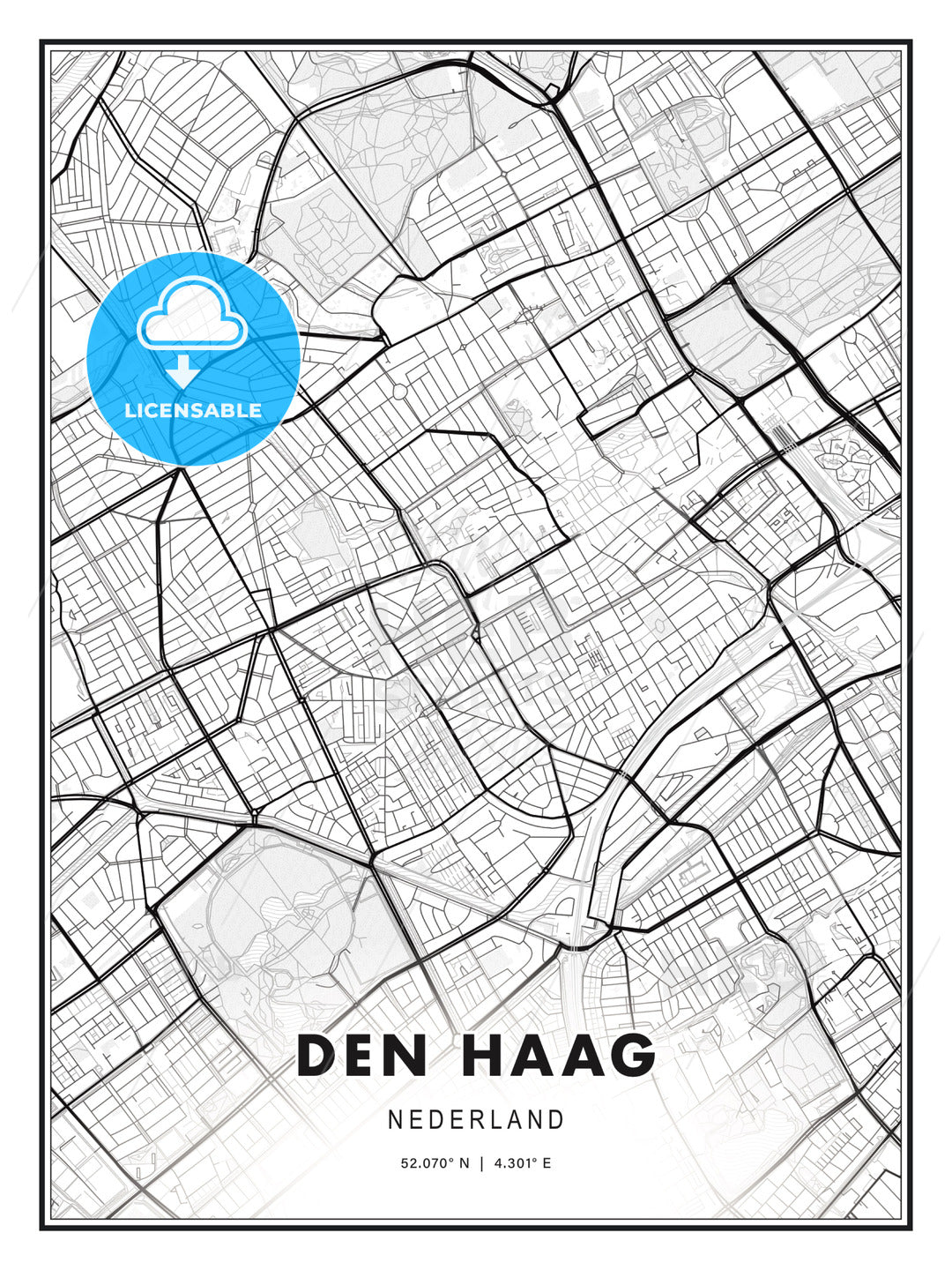 DEN HAAG / The Hague, Netherlands, Modern Print Template in Various Formats - HEBSTREITS Sketches