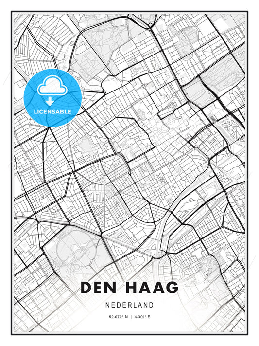 DEN HAAG / The Hague, Netherlands, Modern Print Template in Various Formats - HEBSTREITS Sketches