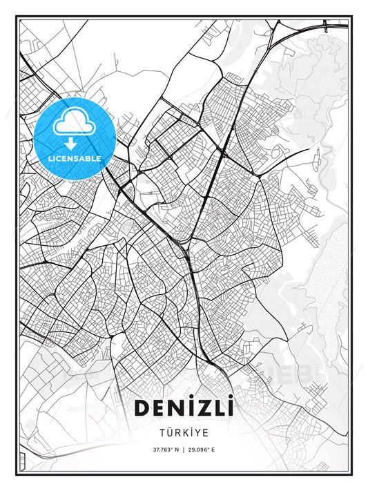 DENİZLİ / Denizli, Turkey, Modern Print Template in Various Formats - HEBSTREITS Sketches