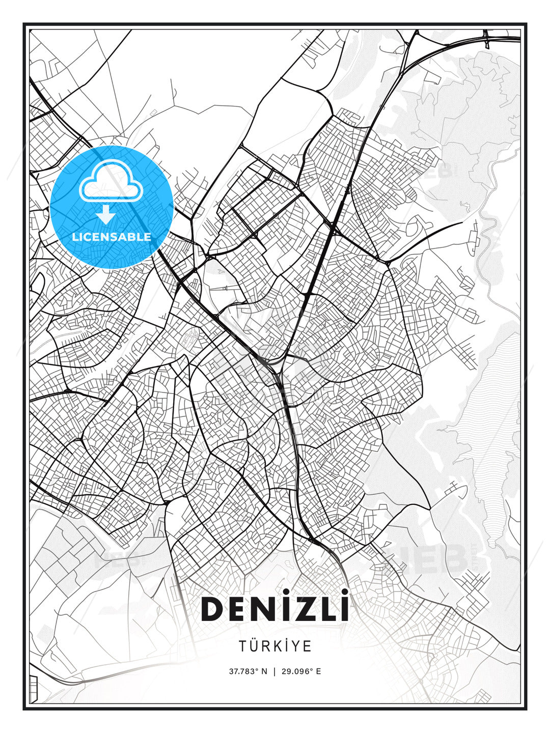 DENİZLİ / Denizli, Turkey, Modern Print Template in Various Formats - HEBSTREITS Sketches