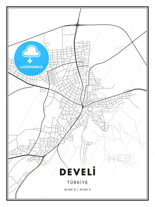 DEVELİ / Develi, Turkey, Modern Print Template in Various Formats - HEBSTREITS Sketches