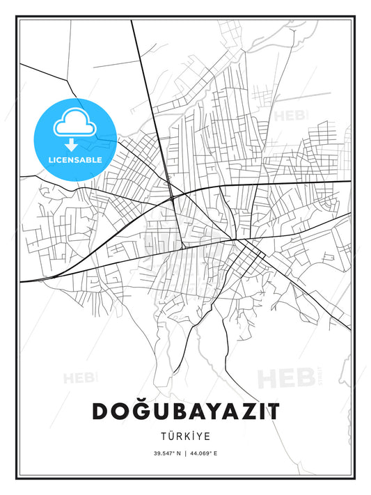 DOĞUBAYAZIT / Doğubayazıt, Turkey, Modern Print Template in Various Formats - HEBSTREITS Sketches
