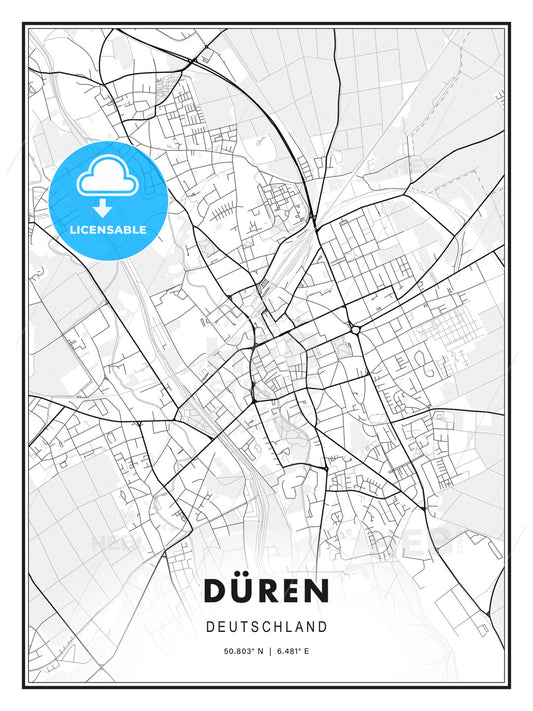 DÜREN / Duren, Germany, Modern Print Template in Various Formats - HEBSTREITS Sketches