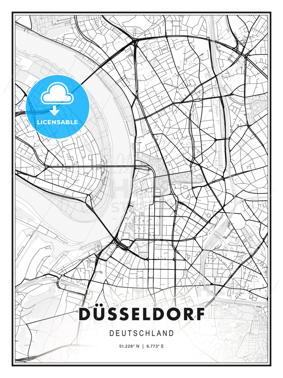 Düsseldorf, Germany, Modern Print Template in Various Formats - HEBSTREITS Sketches