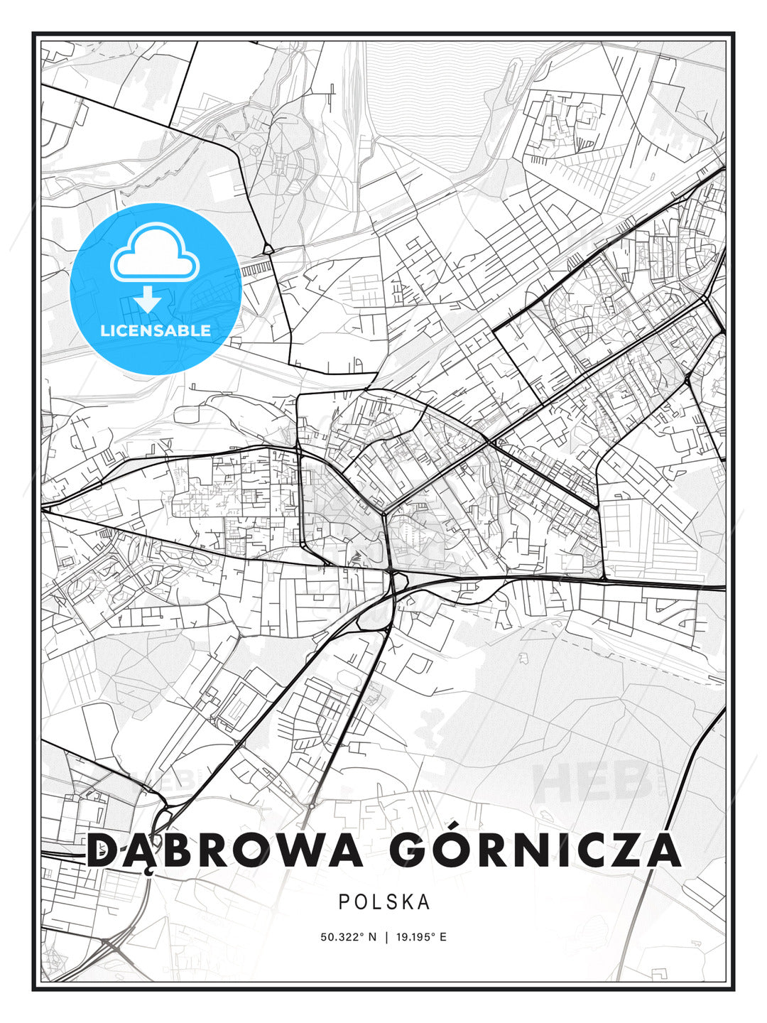 Dąbrowa Górnicza, Poland, Modern Print Template in Various Formats - HEBSTREITS Sketches