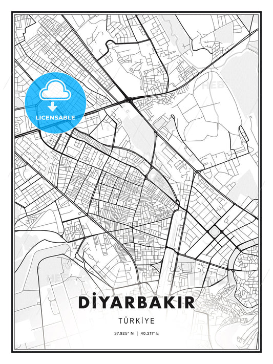 DİYARBAKIR / Diyarbakır, Turkey, Modern Print Template in Various Formats - HEBSTREITS Sketches
