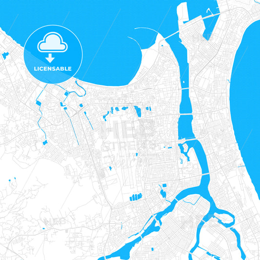 Da Nang, Vietnam PDF vector map with water in focus