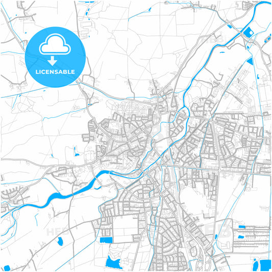 Dachau, Bavaria, Germany, city map with high quality roads.