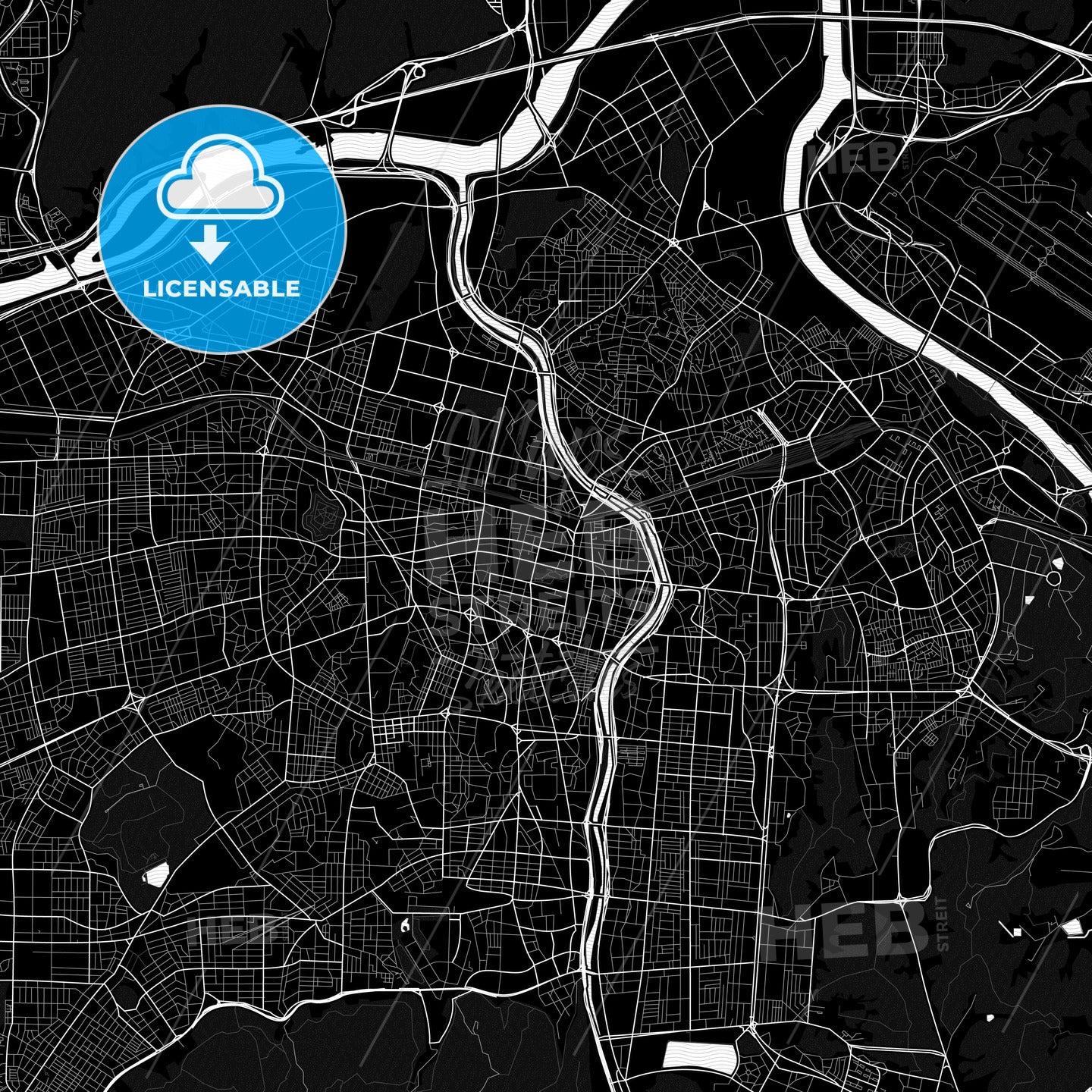 Daegu Map.pdf Daegu, South Korea Pdf Vector Map Black And White – HEBSTREITS