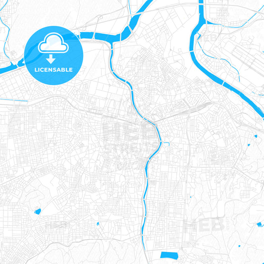 Daegu, South Korea PDF vector map with water in focus