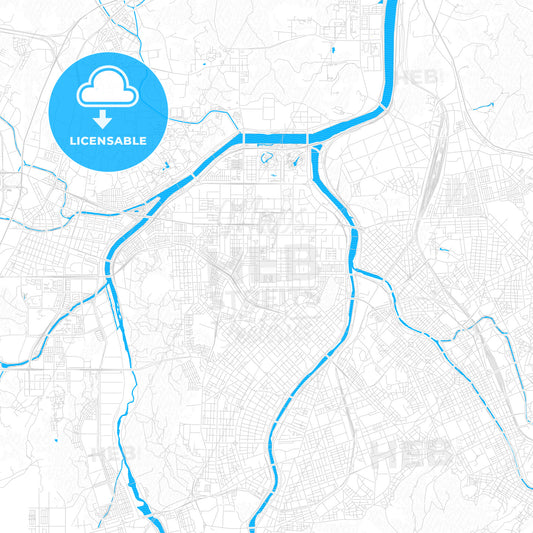 Daejeon, South Korea PDF vector map with water in focus