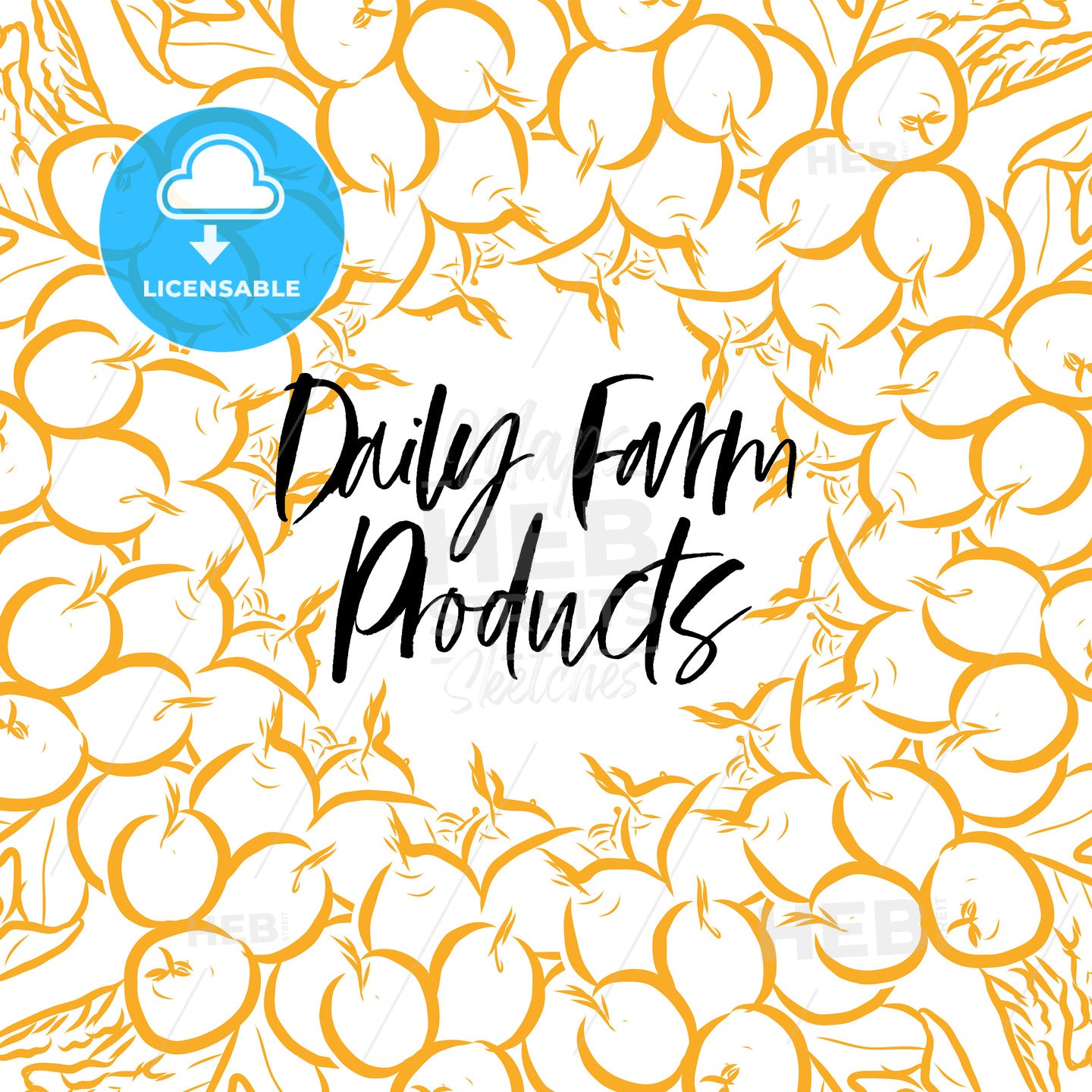 Daily Farm Products lettering on outlined Radishes banner template – instant download