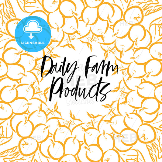Daily Farm Products lettering on outlined Radishes banner template – instant download