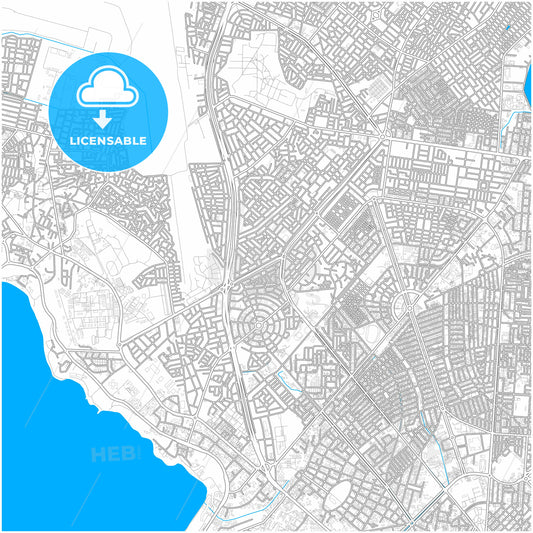 Dakar, Senegal, city map with high quality roads.