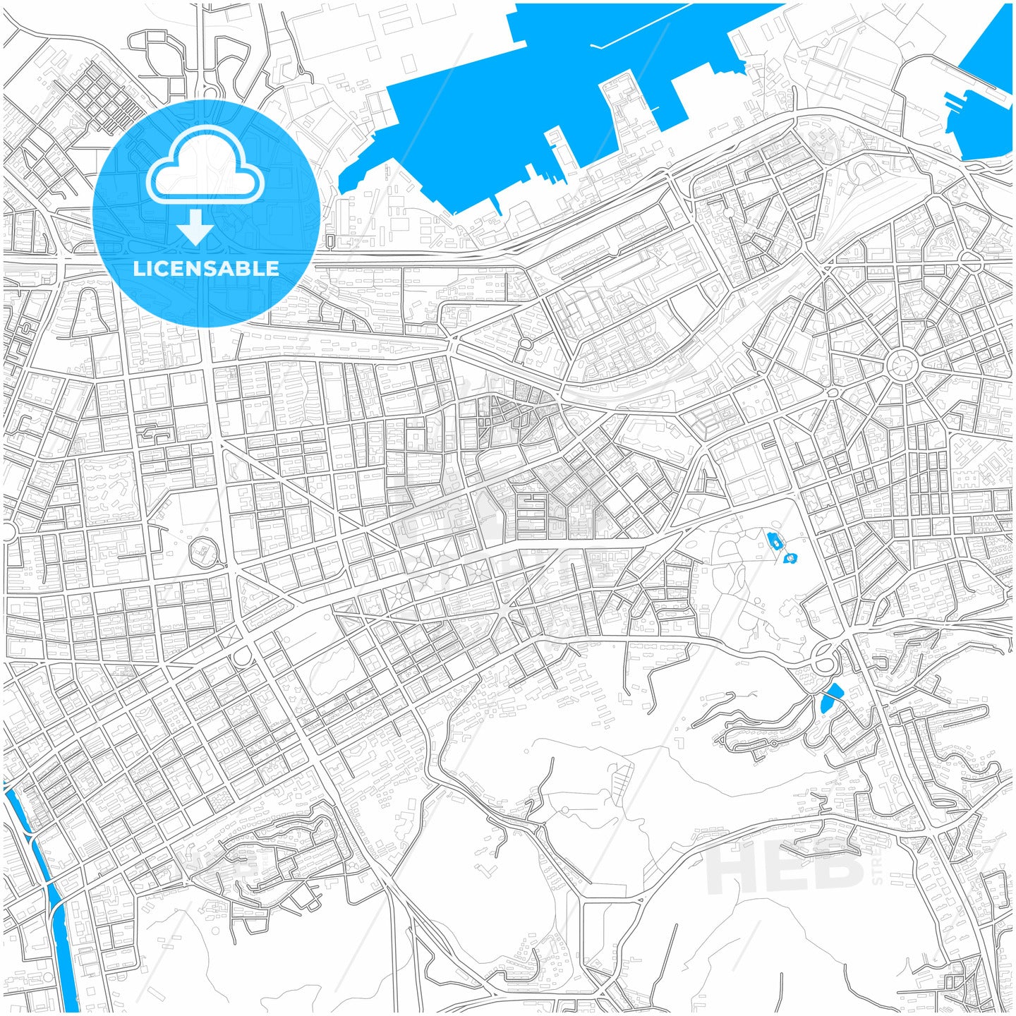 Dalian, Liaoning, China, city map with high quality roads.