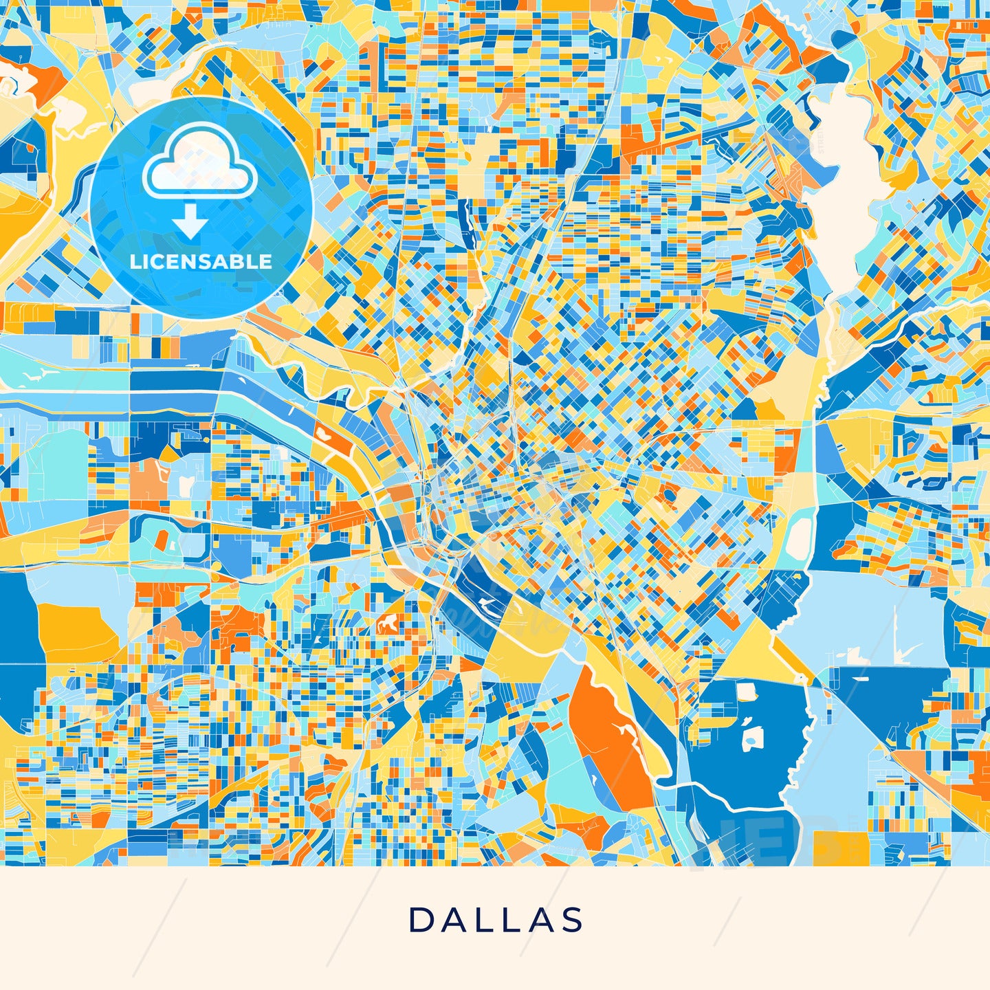 Dallas Simple Color Map Dallas Colorful Map Poster Template – HEBSTREITS