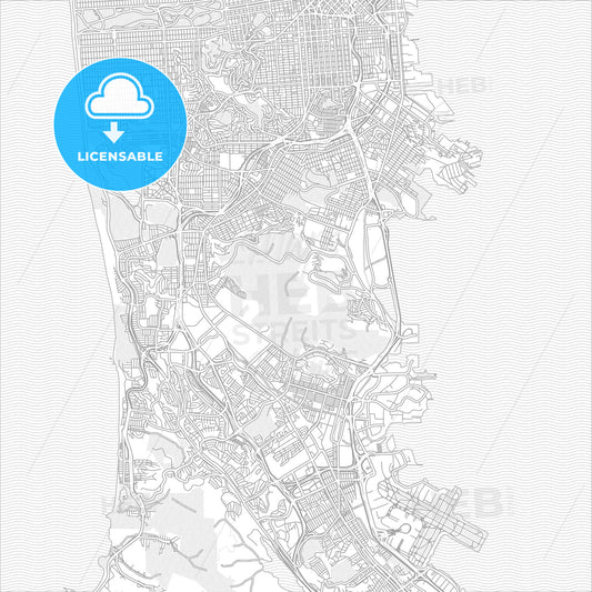 Daly City, California, USA, bright outlined vector map