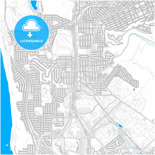 Daly City, California, United States, city map with high quality roads.