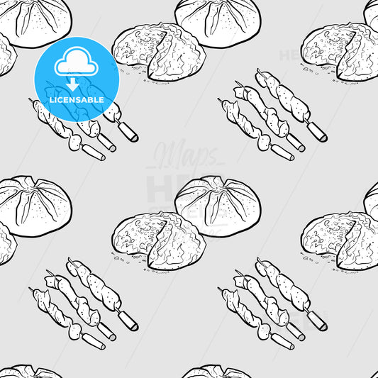 Damper seamless pattern greyscale drawing – instant download
