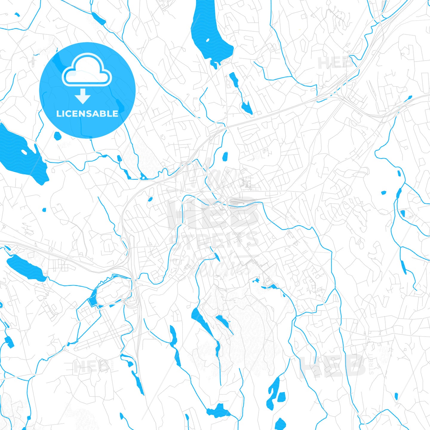 Danbury, Connecticut, United States, PDF vector map with water in focus