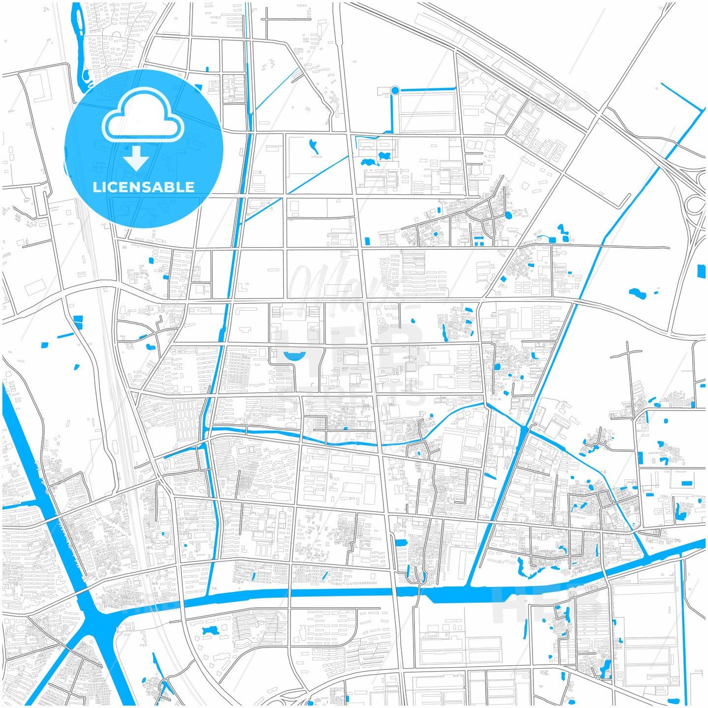 Danyang, Jiangsu, China, city map with high quality roads.