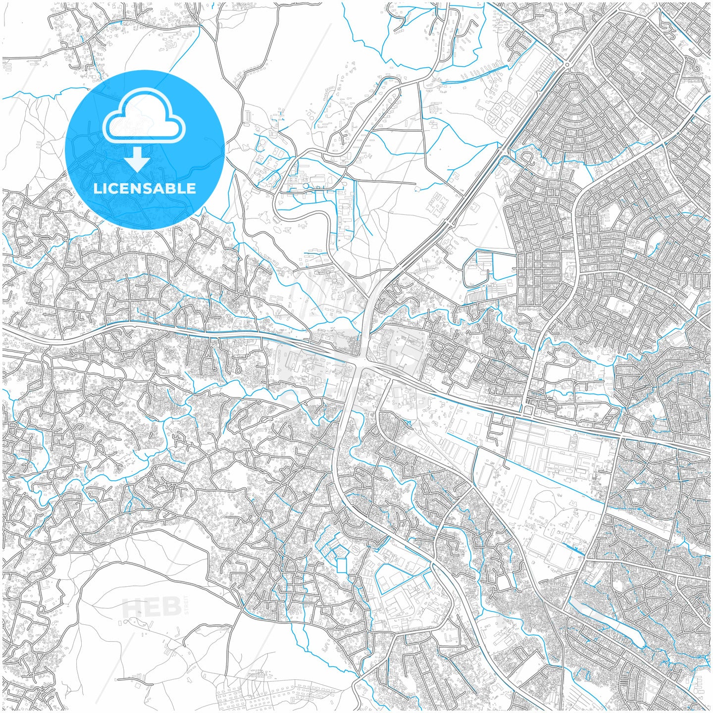 Dar es Salaam, Tanzania, city map with high quality roads.