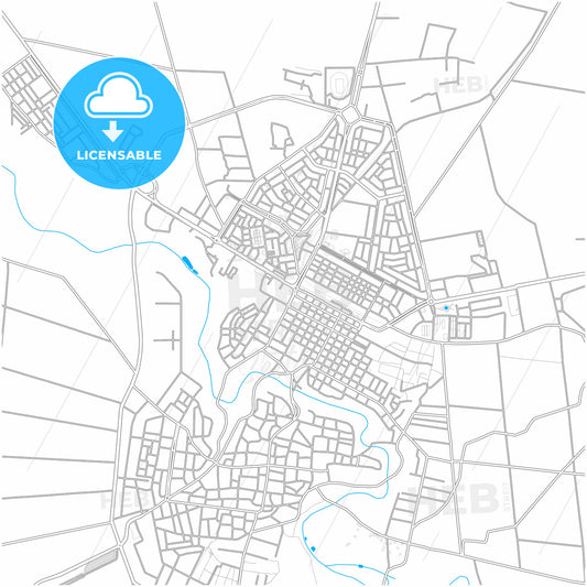 Daraa, Syria, city map with high quality roads.