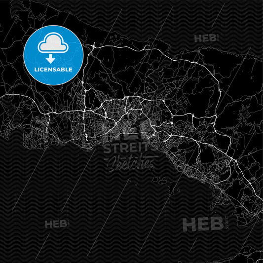 Dark area map of Istanbul, Turkey