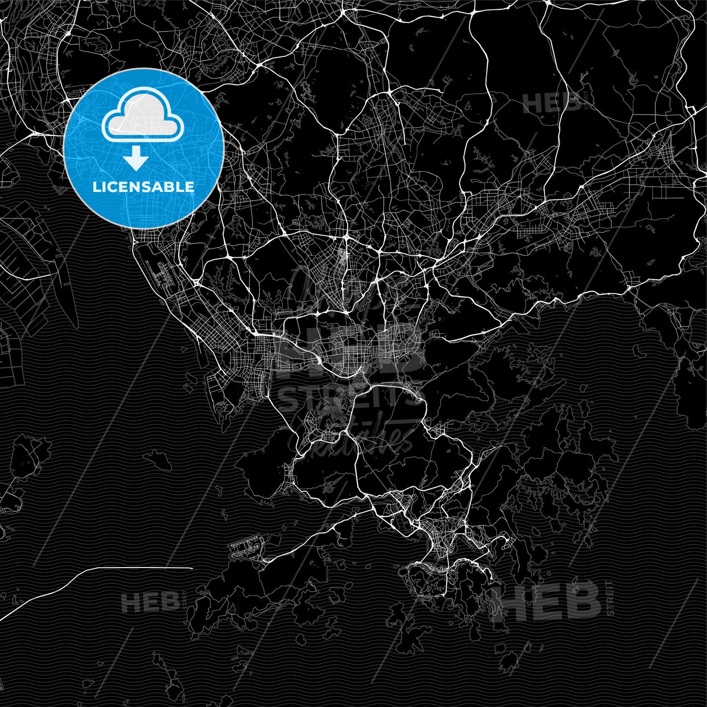 Dark area map of Shenzhen, China