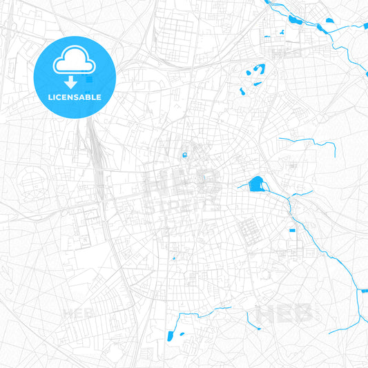 Darmstadt, Germany PDF vector map with water in focus