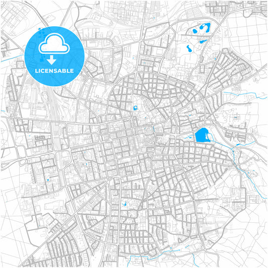 Darmstadt, Hesse, Germany, city map with high quality roads.