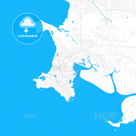 Darwin, Australia PDF vector map with water in focus