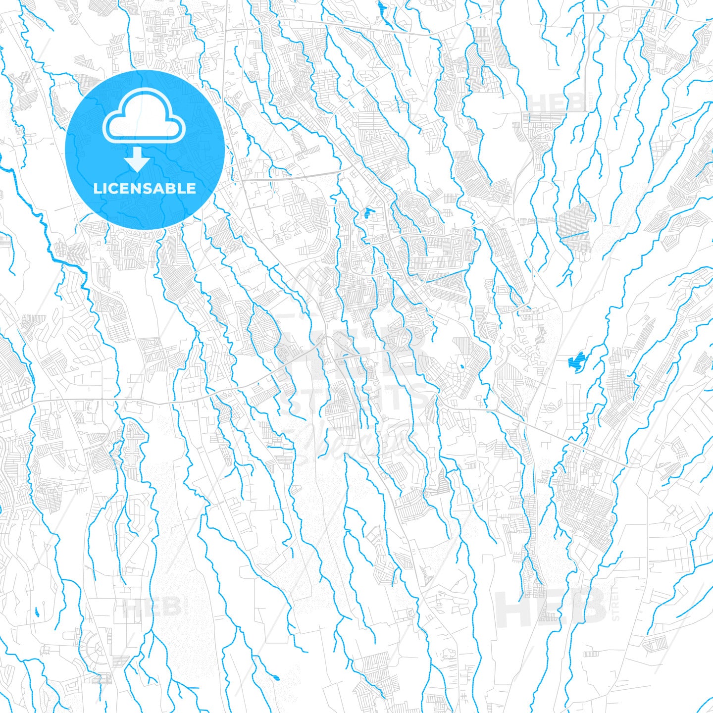Dasmariñas, Philippines PDF vector map with water in focus