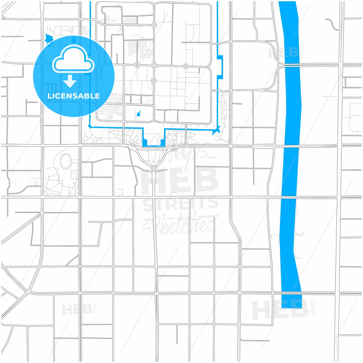 Datong, Shanxi, China, city map with high quality roads.