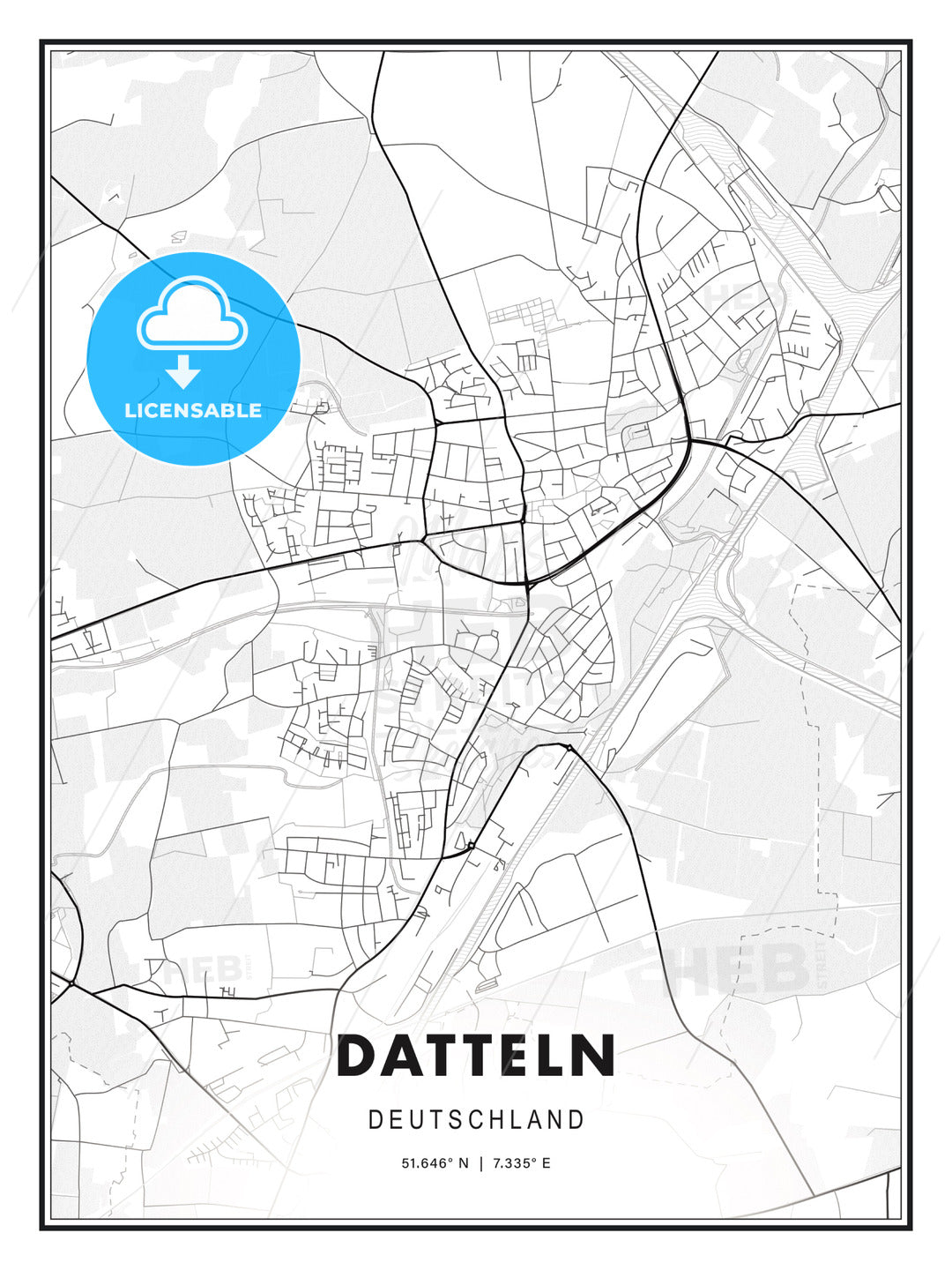 Datteln, Germany, Modern Print Template in Various Formats - HEBSTREITS Sketches