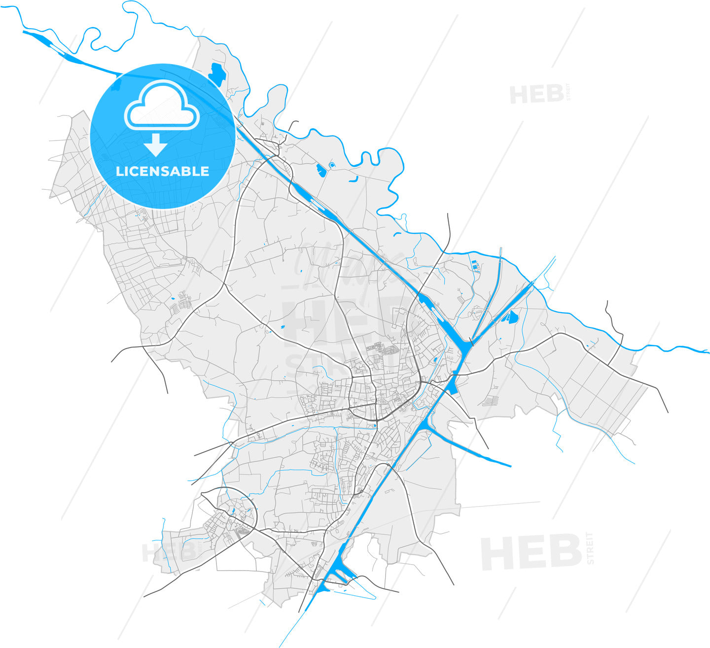 Datteln, North Rhine-Westphalia, Germany, high quality vector map