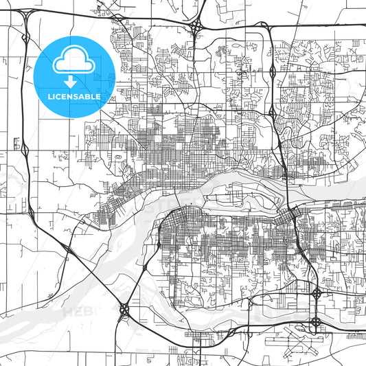 Davenport, Iowa - Area Map - Light