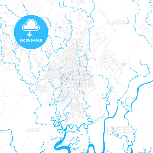 David, Panama PDF vector map with water in focus