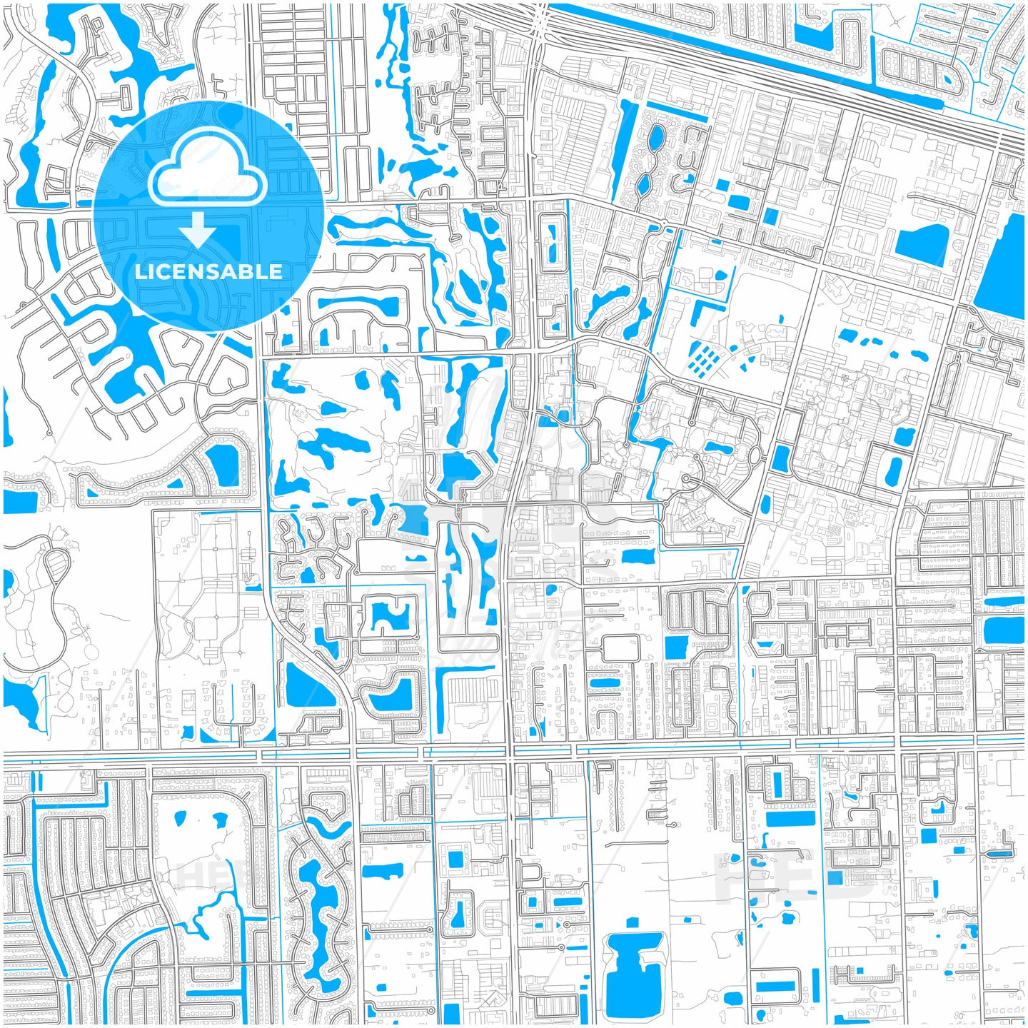 Davie, Florida, United States, city map with high quality roads.