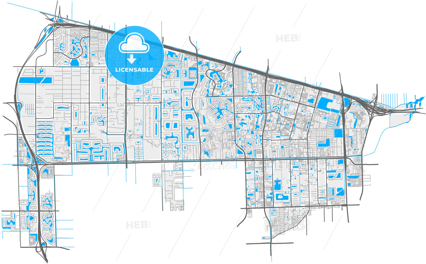 Davie, Florida, United States, high quality vector map