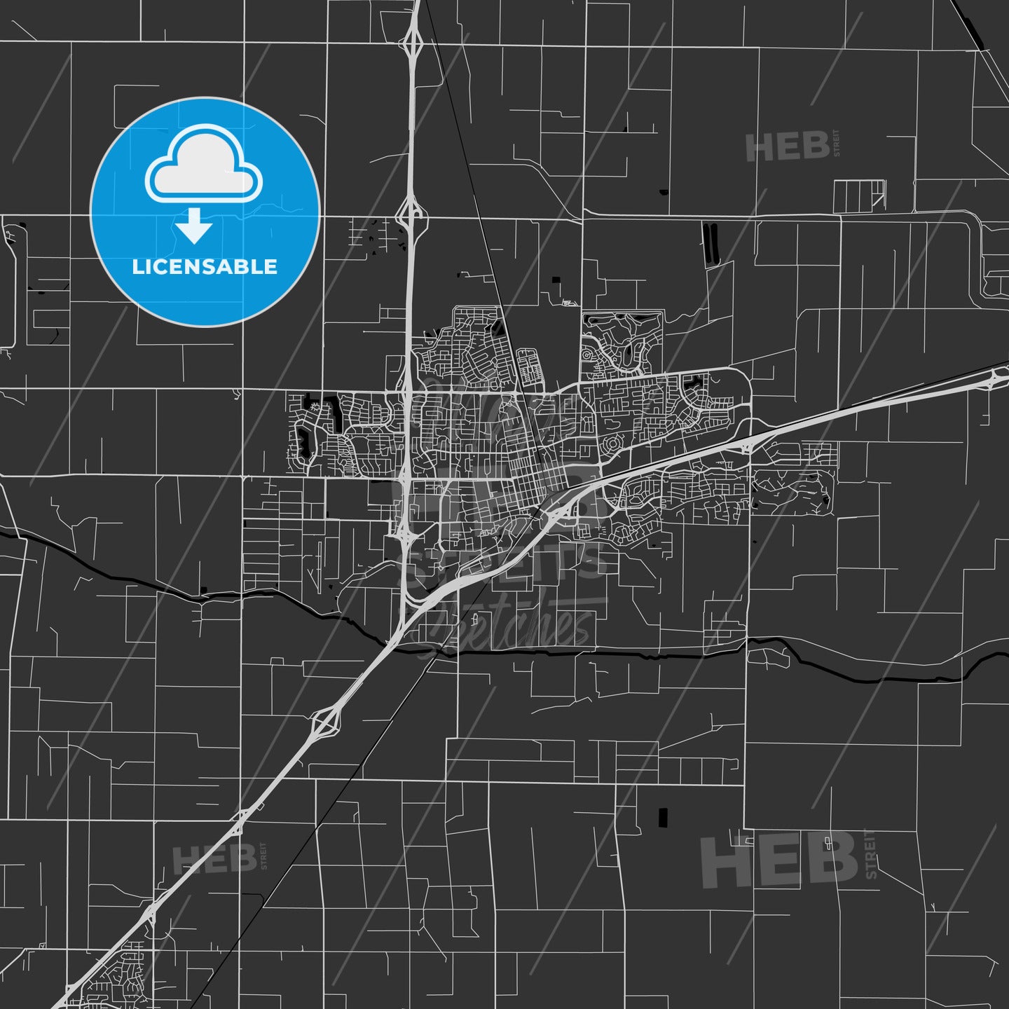 Davis, California - Area Map - Dark