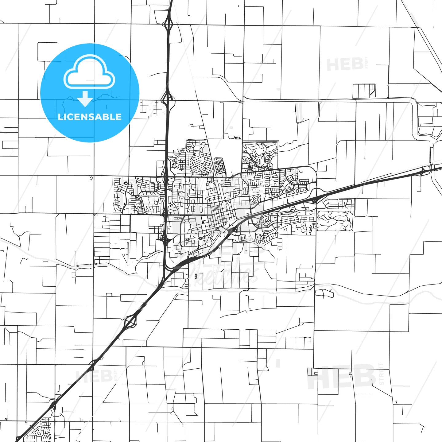 Davis, California - Area Map - Light