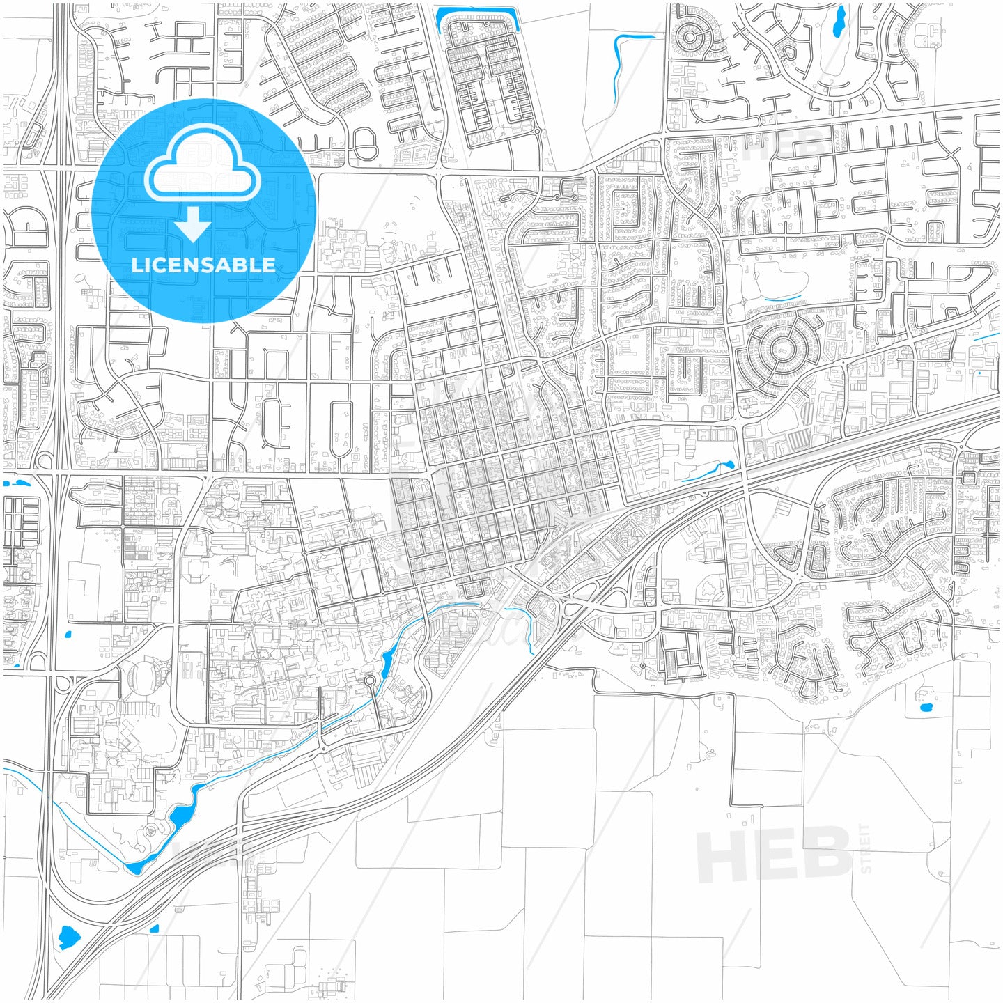 Davis, California, United States, city map with high quality roads.