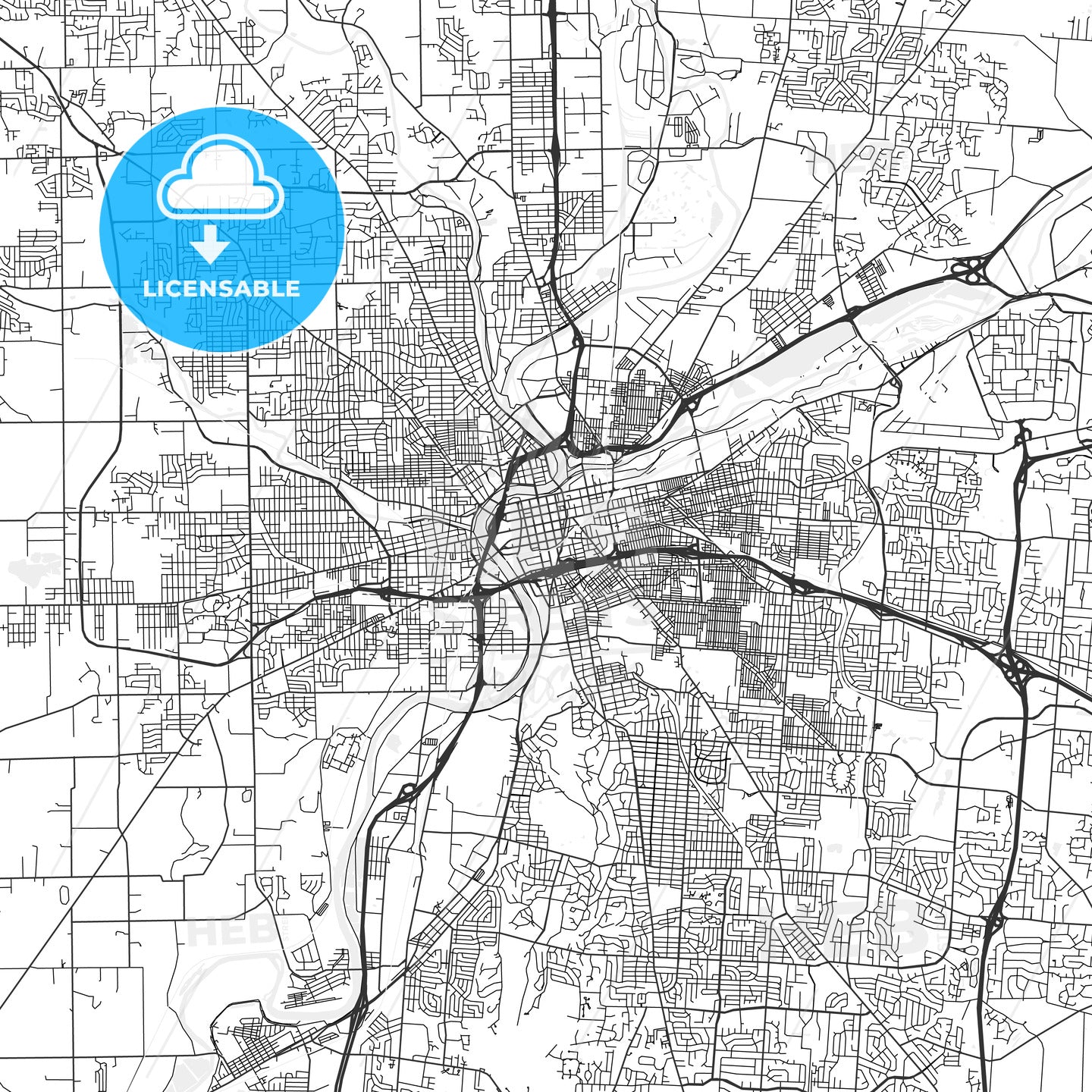 Dayton, Ohio - Area Map - Light