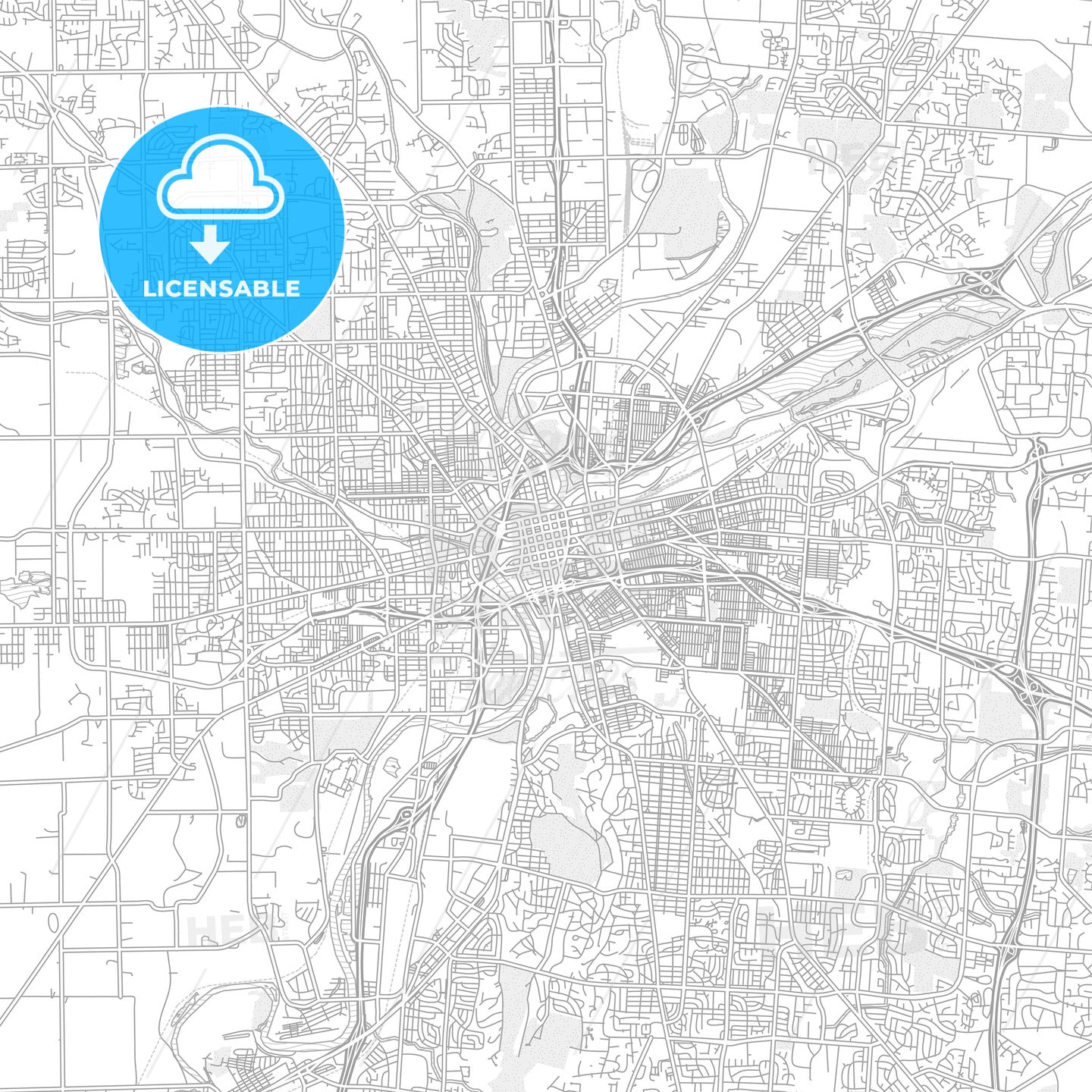 Dayton, Ohio, USA, bright outlined vector map