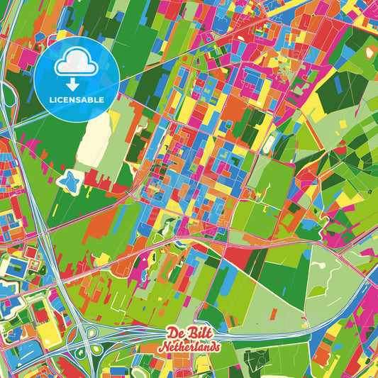 De Bilt, Netherlands Crazy Colorful Street Map Poster Template - HEBSTREITS Sketches
